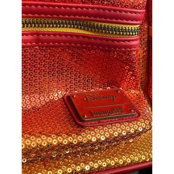 Loungefly x Disney Fall leaves red SequinMinnie Mouse Ombre Mini Backpack - Picture 6 of 13